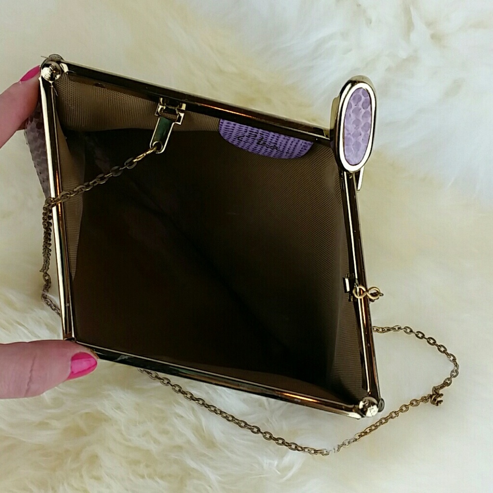 Etra Vintage Pink Snakeskin Clutch/Crossbody - Picture 3 of 8